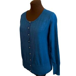 Vila Milano Cotton Teal Cardigan Sweater Size L